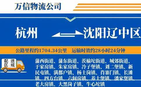 杭州到沈阳辽中区物流公司
