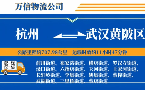 杭州到武汉黄陂区物流公司