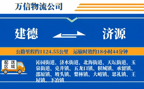 建德到济源物流公司