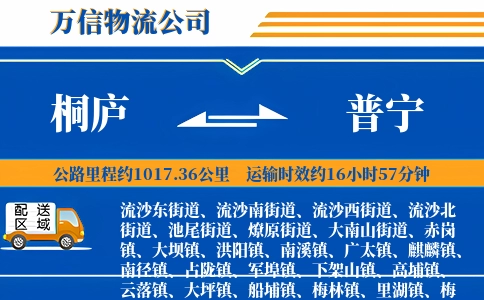 桐庐到普宁物流公司